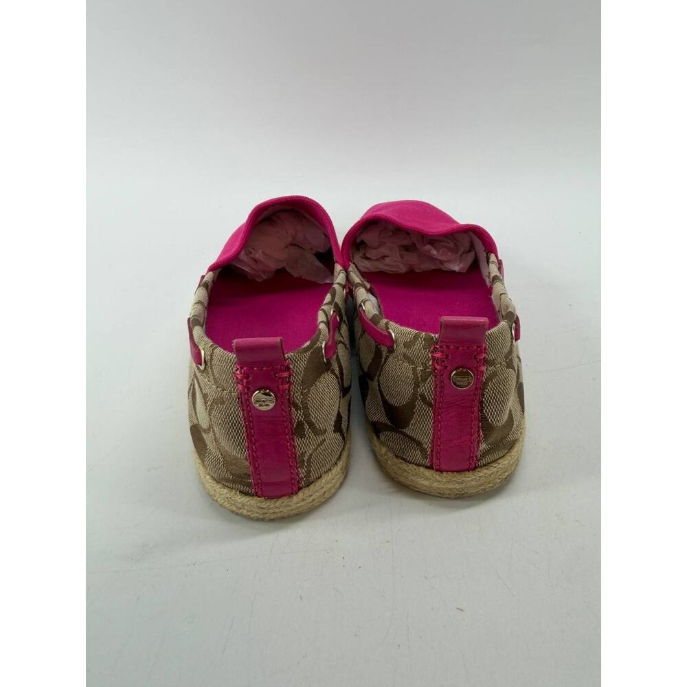 Coach Mellow Canvas Espadrille Flats Fuchsia Khaki Women's Size 10M With Box - Picture 5 of 11